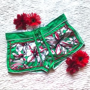 Body glove green and red floral swim board shorts